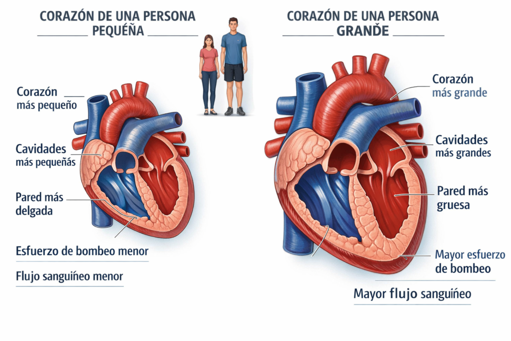 el corazón de las personas grandes tiene que hacer más esfuerzo